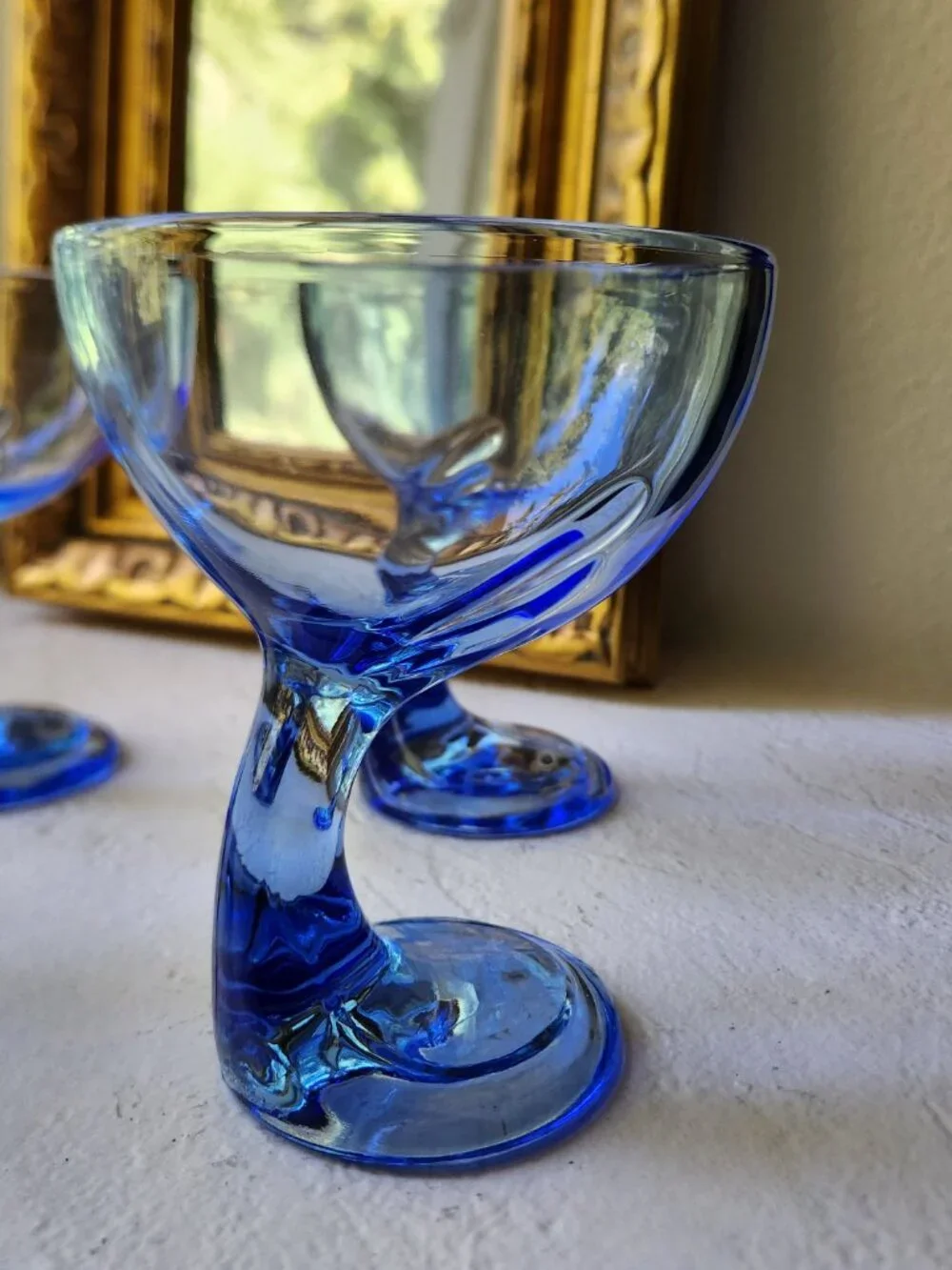 Vintage Bormioli Rocco Jerba Blue Glass Dessert Coupes Set of 4 Italy